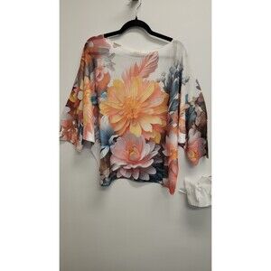 L15 Loowie Floral Print Knit Sweater One Size